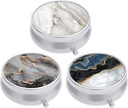 3 Pack Pill Box, Purse & Pocket için Küçük Pill Vakası, Cute Travel Medicine Organizer, Portatif Tıp Konteyneri Vitaminleri, İlaçları, Fish Oil & Supplement, Abstract Art Mermer