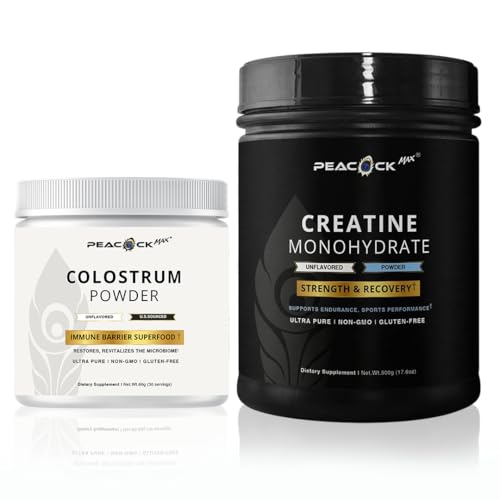 Creatine Monohydrate Powder (500g) and Colostrum Powder (60g) Bundle - Unflavored - Gluten-Free, Non-GMO, Lactose & Soy Free