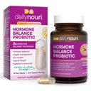 Günlük Nouri Hormonları Kadınlar için Probiyotik | Sağlıklı Estrogen, PMS, P, Perimenopause, Vaginal pH, Yeast, Gut Health, Skin & Immunity | 7 Strains + Vegan Omega Oil | 30-Day Supply