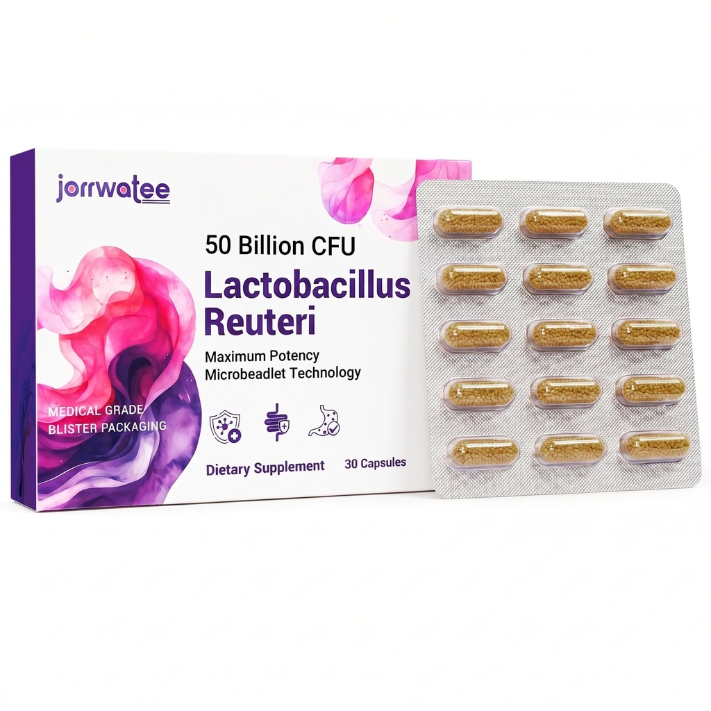 Lactobacillus Reuteri 50 Billion CFU Per Capsule, High Potency Microencapsulated Probiotics for Gut Health & Homemade Yogurt Preparation, Probiotics for Women & Men, 30 Blister-Sealed Capsules