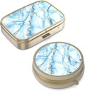 Pill Case Pill Box with Mirror Retro Small Pill Case for Purse or Pocket Bronz Pill Box or Vitamins, Fish Oil, Supplements, Pill Containe Travel Hediyeleri(2ücretli)