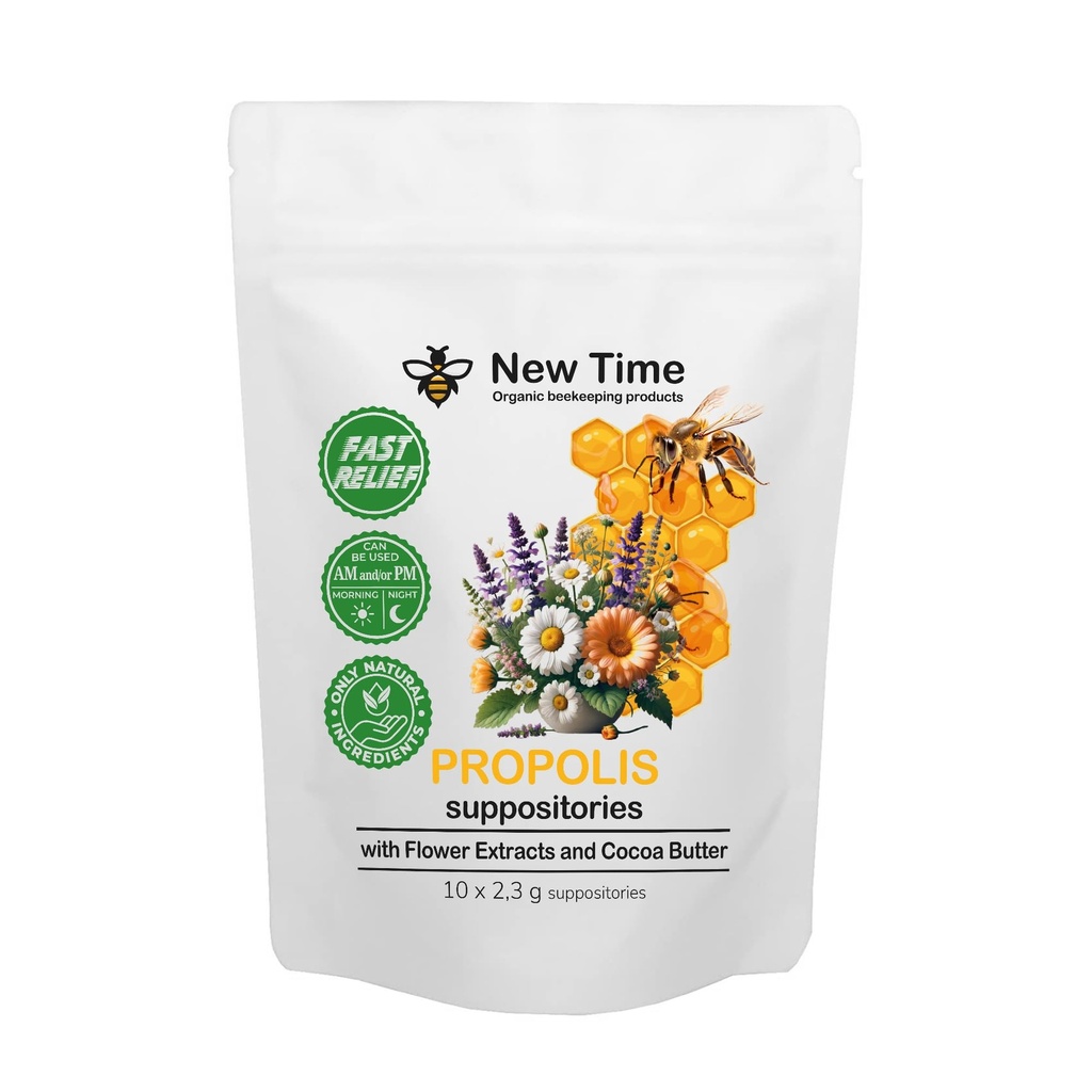 Organic Propolis Comfort Suppositories for Men, Women - Natural Bee & Botanical Formula, Gentle Daily Care 10 Count