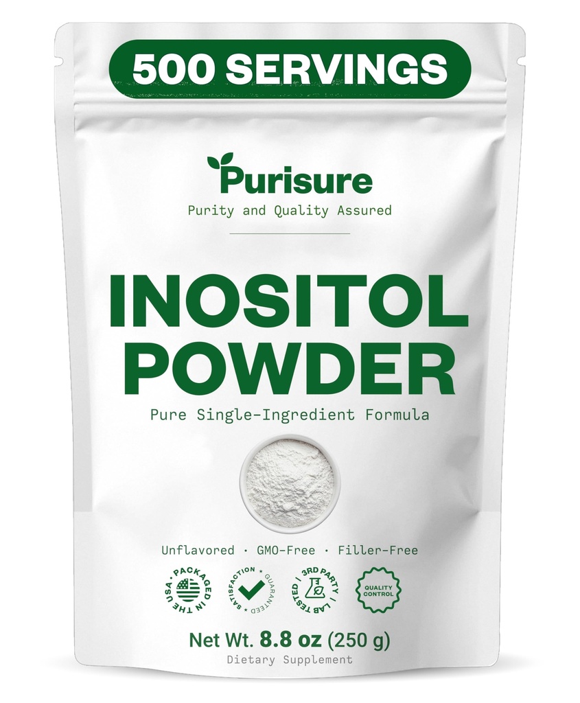Myo-Inositol Toz, 250g, Fertness, Hormonal Denge ve Ovarian Desteği, Pure Inositol Toz, Myo Inositol Supplement to Support Energy and Brain Wellness, Vegan, Non-GMO, 500 Servisler