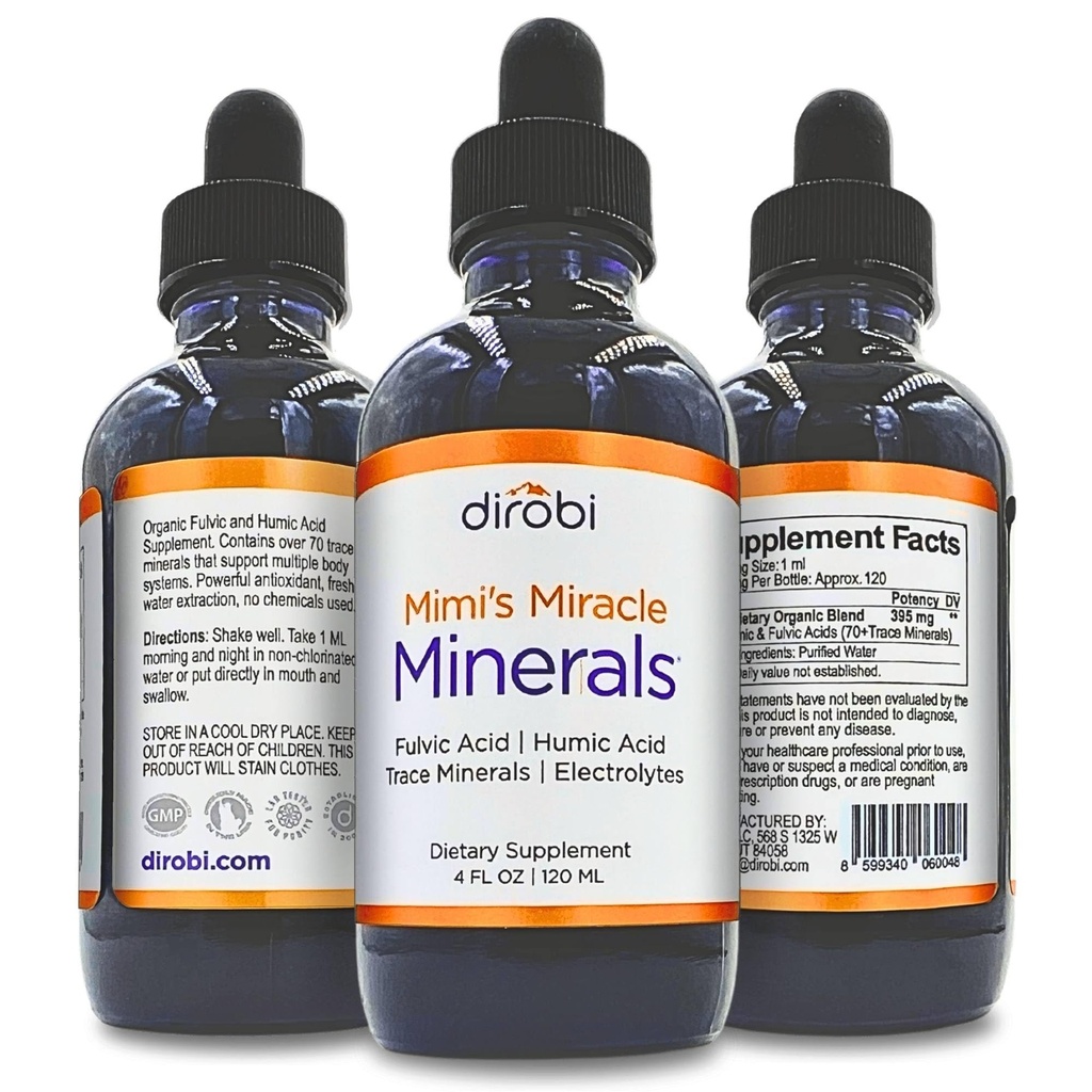 Dirobi Mimi'nin Mucize Mineralleri Fulvic Acid Humic Acid - Mineral Yaprakları Tamam, Sıvı Trace Mineralleri 70 Ionic Mineralleri - Organik Bitki Türlü (4 oz 120 Gün Supply) ...