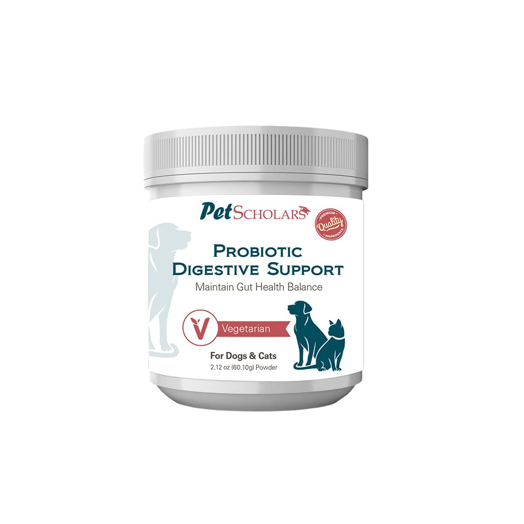 Probiotic Digestive Support for Dogs & Cats (2.12 oz), Vegetarian Probiotic Powder with Prebiotics & Enzymes, Boosts Immunity, Digestive & Gut Heath, Skin & Coat Health | Made in USA