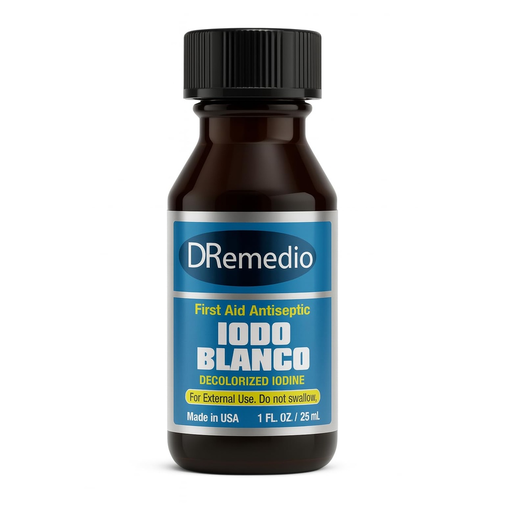 Iodo Blanco 2% (YODO Blanco), Decolorized Iodine First Aid Antiseptic, 1 fl oz (29 ml) [Pack of 1]