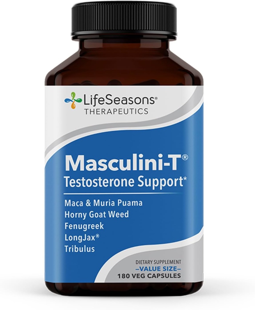LifeSeasons Masculini-T - συμπλήρωμα υποστήριξης τεστοστερόνης - Ενισχύει τις διανοητικές και φυσικές πτυχές της σεξουαλικής και αθλητικής απόδοσης - Υποστηρίζει τη φυσιολογική στυτική λειτουργία - Βελτίωση Libido - 180 κάψουλες