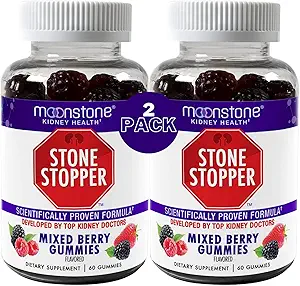 Moonstone Kidney Stone Stopper Gummies, Outperforms Chanca Piedra Stone Breaker ve Kidney Support Supplements, Urologists tarafından Kidney Stones'u Önlemek için Geliştirildi, Karma Berry, 1 Ay Supply- 120 Count