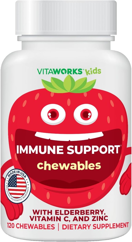 Çocuklar çinko ve C vitamini ile Yaşlılar - Immune Support Supplement Chewable Tabletler - Tasty Natural Karma Berry Flavor - Vegan, Vegetarian, Gluten Free, Non-GMO, for Children, 120 Chewables