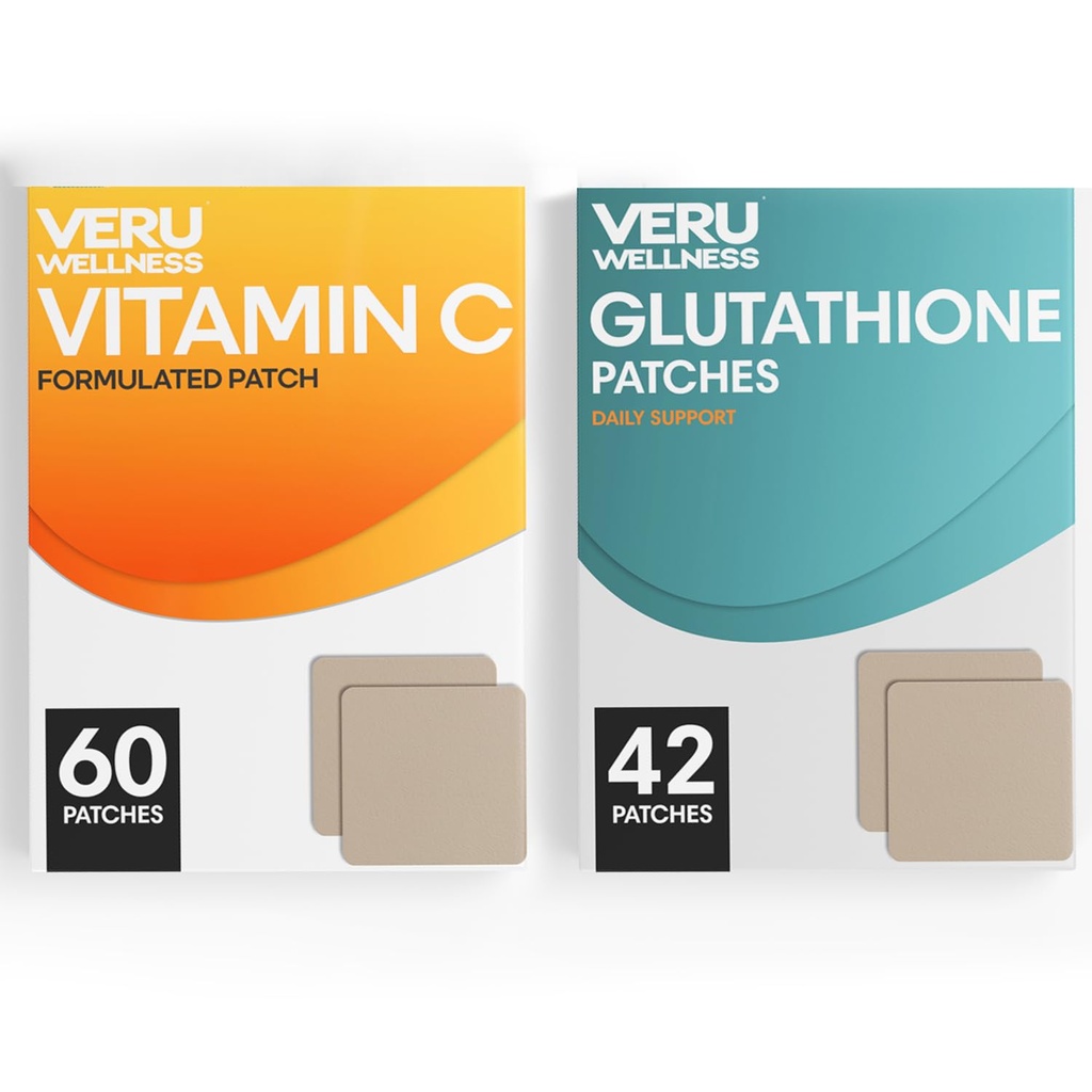 Veru Wellness Antioxidant Power Duo Lifestyle Patches C, Glutathione - Αυτοσυγκολλητική έκδοση του χρόνου Topical Patch, 8-10 Ώρες (42 Ημέρα προσφοράς)
