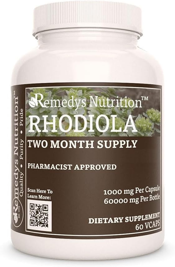 Remedy'nin beslenme Rhodiola | 1.000 mg, 60 Vegan Capsules Herbal Diyetsel Supplement | İki Ay Supply