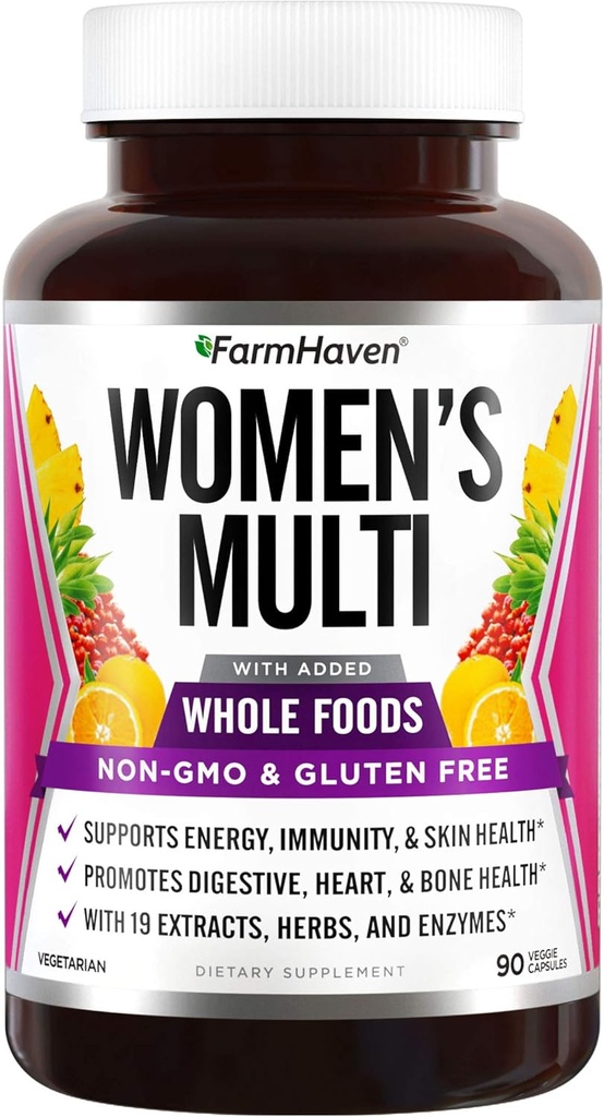 Çiftçi Kadınlar için Çokvitamin Var | 22 Temel Nutrients, Meyveler ve Veggies Kadınlar Multivitamin | Tüm Gıda Çokvitamin Enerji, Immune, Kalp Sağlığı | Kadın Günlük Vitaminler - 90 Capsules