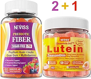 NEVISS Ζάχαρη Δωρεάν προβιοτικές ίνες Gummys 120 κόμητες + Lutein Gummies 60 κόμητες