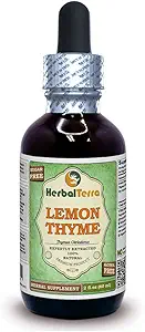Lemon Thyme (Thymus x Citriodorus) Glycerite, Organik kuru Herb Alkol Özgür Sıvı Ekstraksiyon (Brand Name: HerbalTerra, Proudly Made in USA) 2 fl.oz (60 ml)