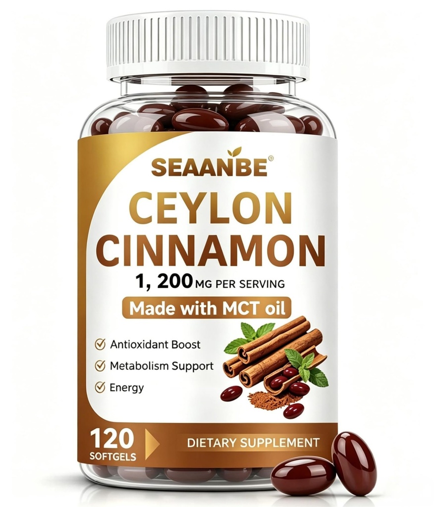 Ceylon Cinnamon Softgels, 1200mg per Serving, with MCT Oil, 120 Count