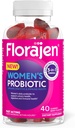 Florajen Γυναικεία Προβιοτικά Gummies - Triple-Action Prebiotic + Probiotic + Cranberry for Digestive, Urinary, & Immune Support - Γρήγορη δράση - Vegan & Gluten-Free - 40-Count