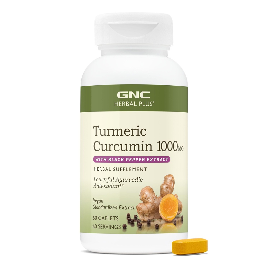 GNC Turmeric Curcumin 1000mg + Piperine, 60 Caplets