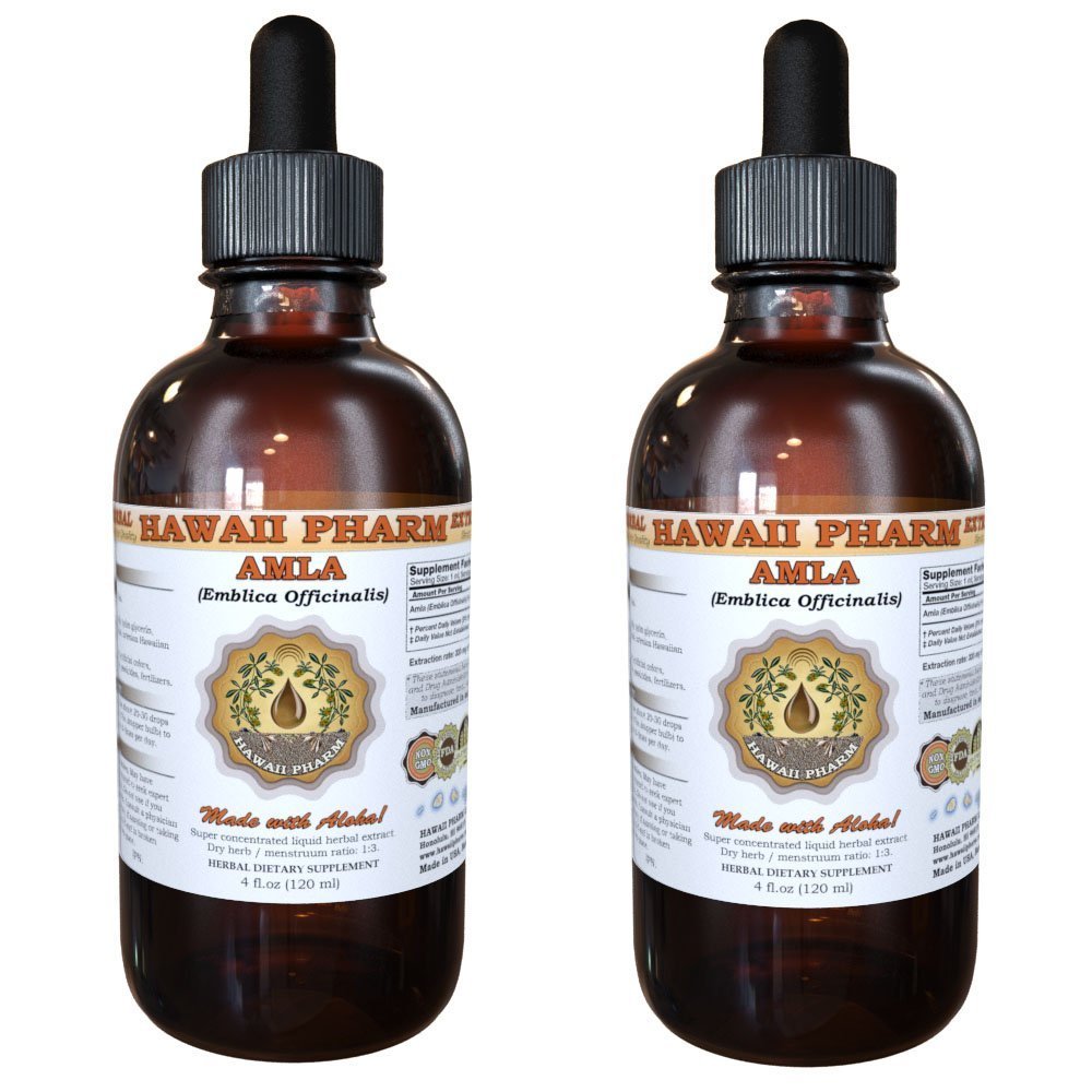 Hawaii Pharm Amla Liquid Extract, Amla (Emblica Officinalis) Tincture Supplement 2x4 oz