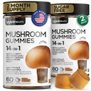 Mushroom Gummies 5000 Mg 120 Pcs (2 Pack) - Mane Lion's και 9 Adaptogenic Mushrooms Blend - Ashwagandha, L-Theanine - Mushroom Gummies for Energy, Immunity, Focus, Brain Boost - No Sugar and GMO