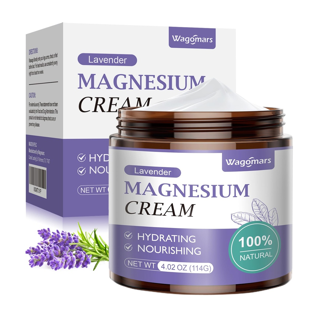 Uyku için Magnezyum Cream - Doğal Topical Lotion for Pain & Leg Cramps, Muscle Relaxation, Calm - Nighttime Body Butter for Deep Hydration - Safe for Kids (Lavender)