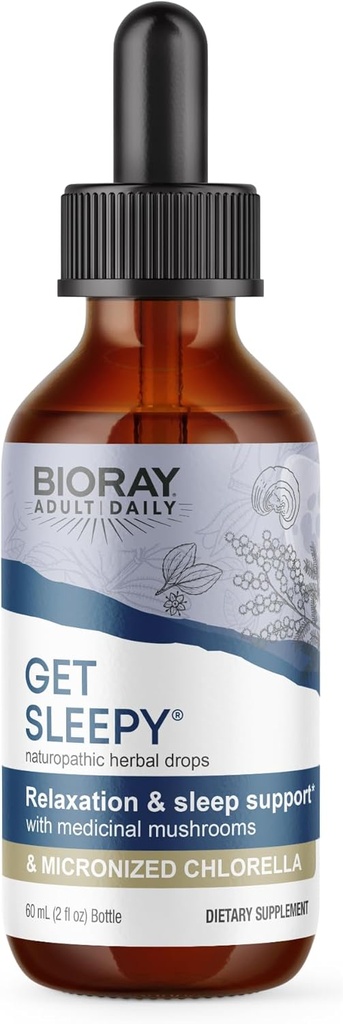 BIORAY Günlük Uyku Al - 2 fl oz - Rahatlama ve Dinlenme Desteği - Medicinal Mushrooms & Micronized Chlorella - Non-GMO, Vegan, Gluten Free - Approx. 30 Hizmetler