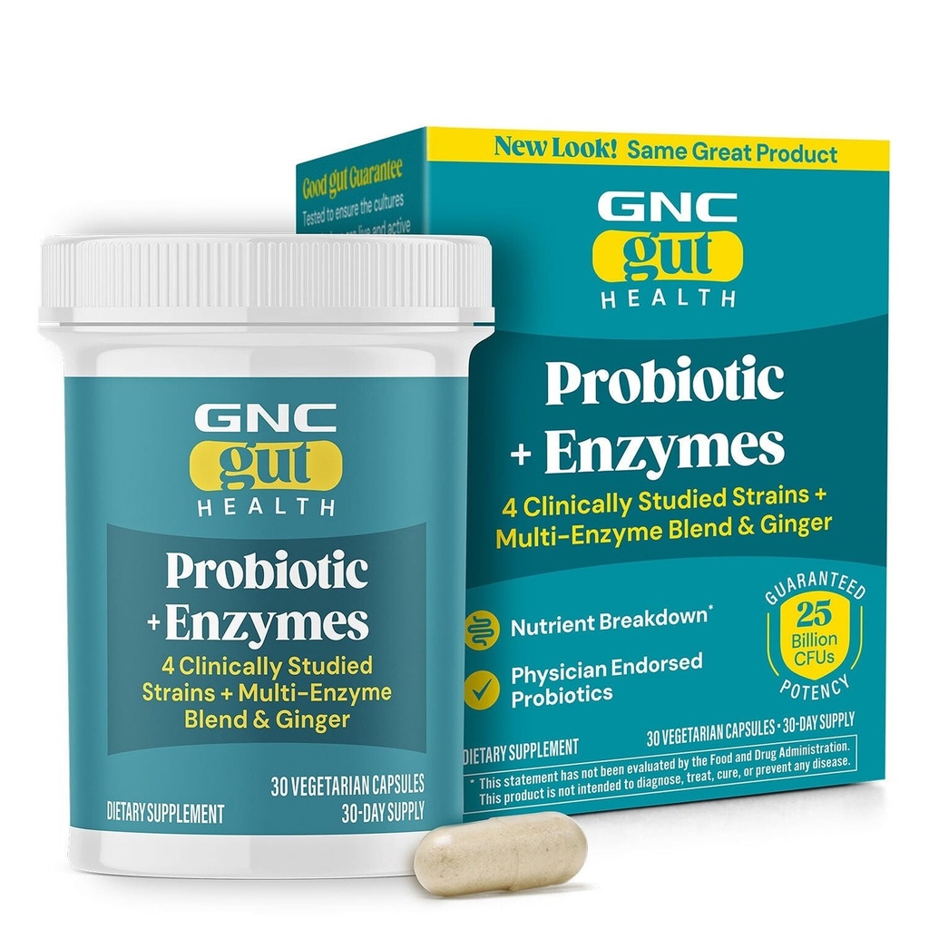 GNC Probiotic 25 Billion CFUs with Enzymes, 30 Capsules