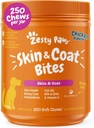 Zesty Paws Omega 3 Balık Yağı Köpekler için - Zesty Paw Köpek Vitaminleri ve Hip, Ortak & Skin, Chicken (250 Chews)