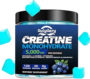 Sugar Free Kretine Monohidrat Gummies Kompleks 5000 mg for Men & Women - 120 Kas Güçlü, Kas Builder, Enerji Boost, Pre-Workout Supplement, Vegan
