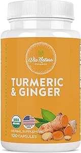 Turmeric & Ginger Capsules 1000 mg | Organik Herbal Supplement | 120 Capsules