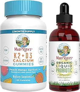 Βιταμίνη K2+D3 της MaryRuth (Peach Mango & Apricot) & USDA Βιολογικές Προβιοτικές Σταγόνες 