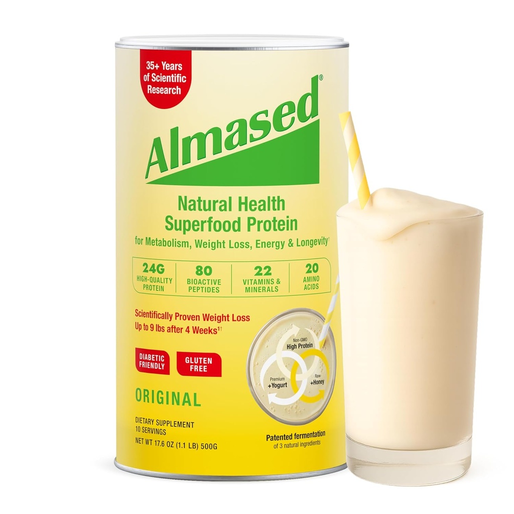 Almased Meal Change Shake - Low-Glycemic High Plant Base Protein Toz- Beslenme Sağlığı Desteği Tamam - Orijinal Flavor - 17.6 oz