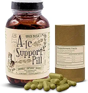 A-1C Support 120 Capsules - Natural and Organic with Bitter Melon, Holy Basil, ve Aloe Vera Extract - Non-GMO ve Herbal Formula
