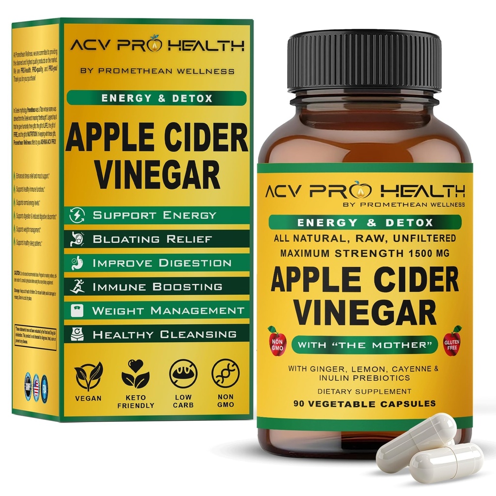 ACV Pro Apple Cider Vinegar Capsules, Mother ACV Pills Detox Cleanse Acid Reflux Relief Support Supplement Ginger Root Cayenne Pepper Toz Toz Toz Toz Toz Toz Toz Toz Toz Toz