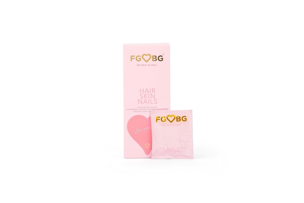 Hair, Skin & Nails Gummies | Vegan Formula | 1 Month Supply - 60 Count (Strawberry)