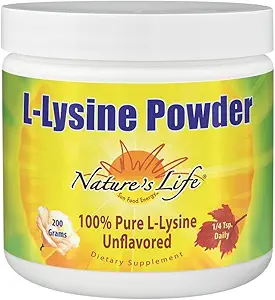 Nature's Life L-Lysine Toz | Sağlıklı Immune Function | 100% Pure Natural L-Lysine | Vegetarian, Unflavored, Sugar Free | 460 Servisler