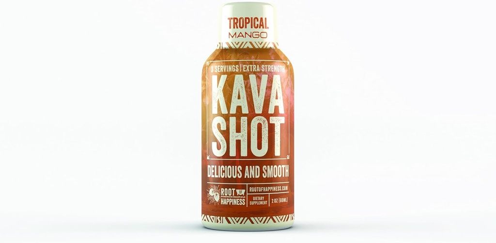 Kava and Wellness Shot | 2oz | Tropical Mango Flavor | Non-Alcholic | Relaxing Shot | Dietary Supplament