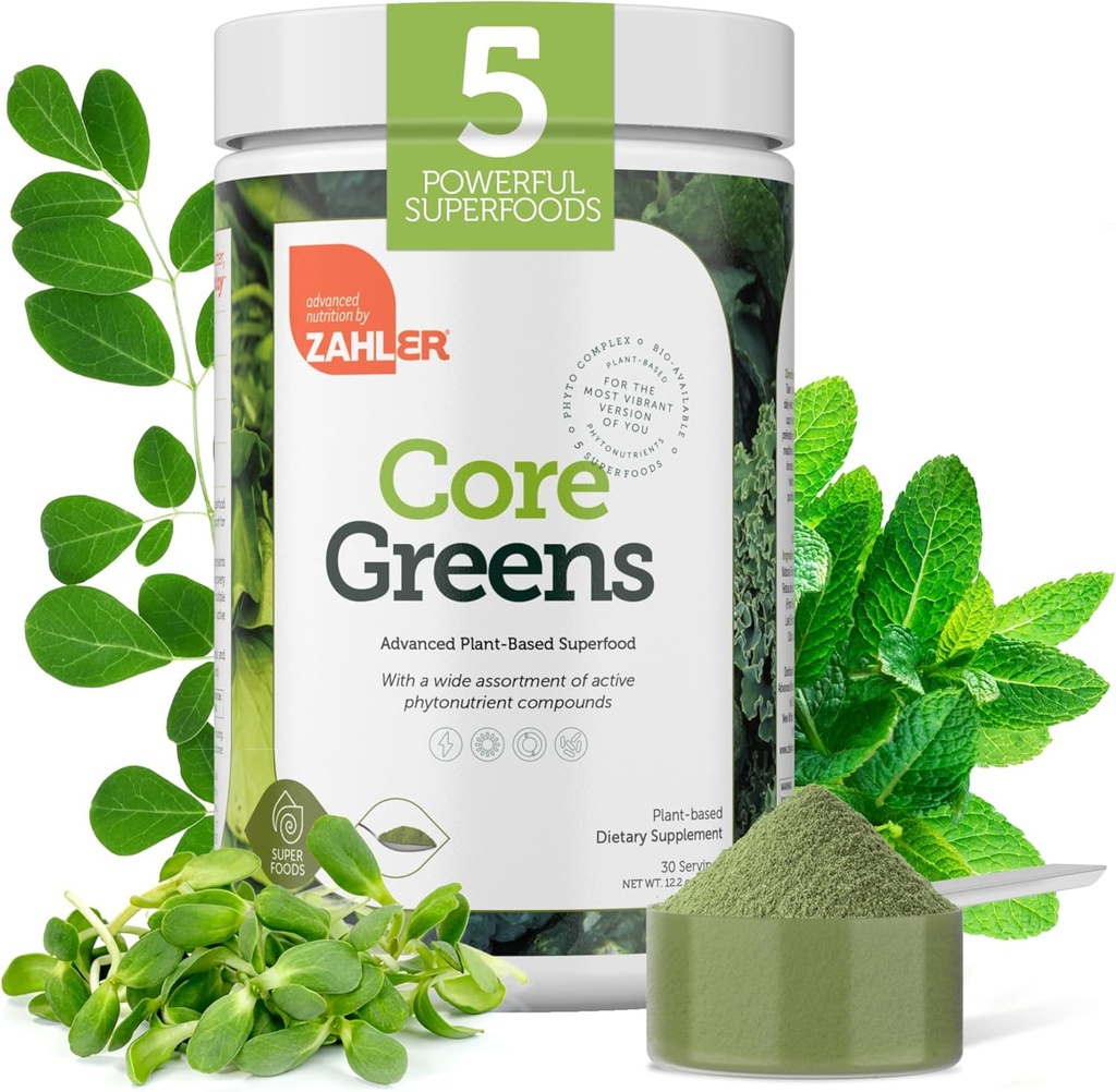 Zahler Core Greens Συμπληρώματα διατροφής - Superfood Powder - Super Green Juice & Smoothie Mix - Phytonutrient Πλούσιο με Spirulina, Chlorophyl & More - Kosher Superfood