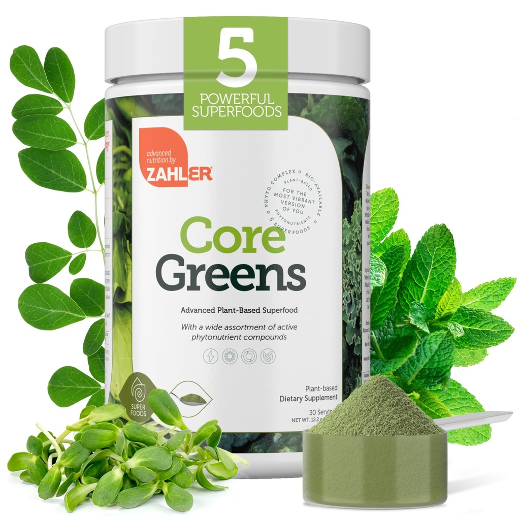 Zahler Core Greens Συμπληρώματα διατροφής - Superfood Powder - Super Green Juice & Smoothie Mix - Phytonutrient Πλούσιο με Spirulina, Chlorophyl & More - Kosher Superfood
