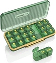 Pill Organizer 3 Times A Day, 7Day Pill Box 3 Times A Day - Acedada Weekly Medicine Box Organizer, 7 Detachable Portatif Günlük Pill Konteyner Kaplaması Vitaminler Balık Yağları Tamamlar, Yeşiller İçin Davası
