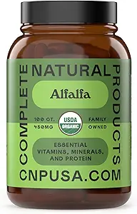 Tamam Natural Products Pure Alfalfa Leaf - 100 Capsules - Veggie Capsules'teki Saf Organik Alfalfa Yaprak Tozu 450mg