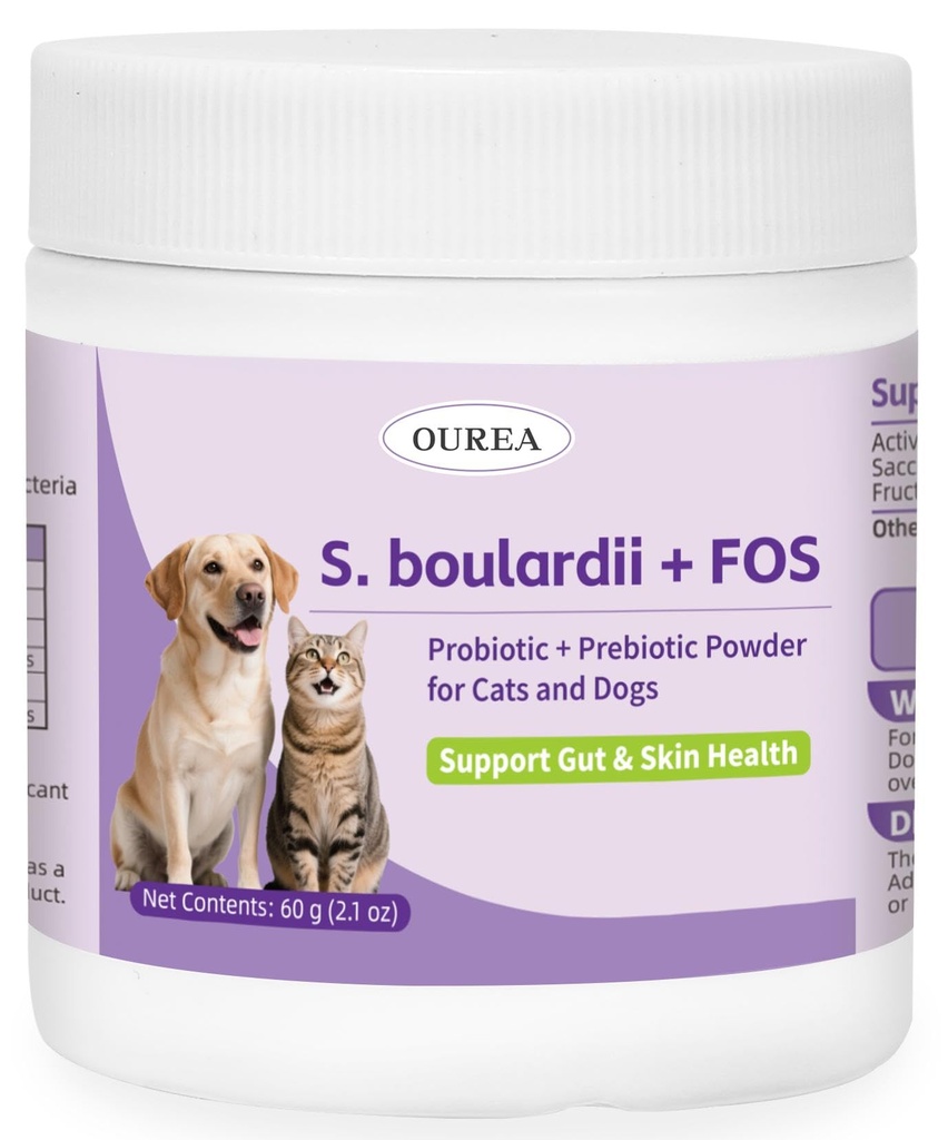 S.boulardii + FOS Pet Probiotic Powder for Dogs & Cats, 6.7 Billion CFU, Gut & Immune Support, Loose Stool & Digestive Upset Relief, Improves Stool Consistency, Skin Health, Veterinarian Recommended