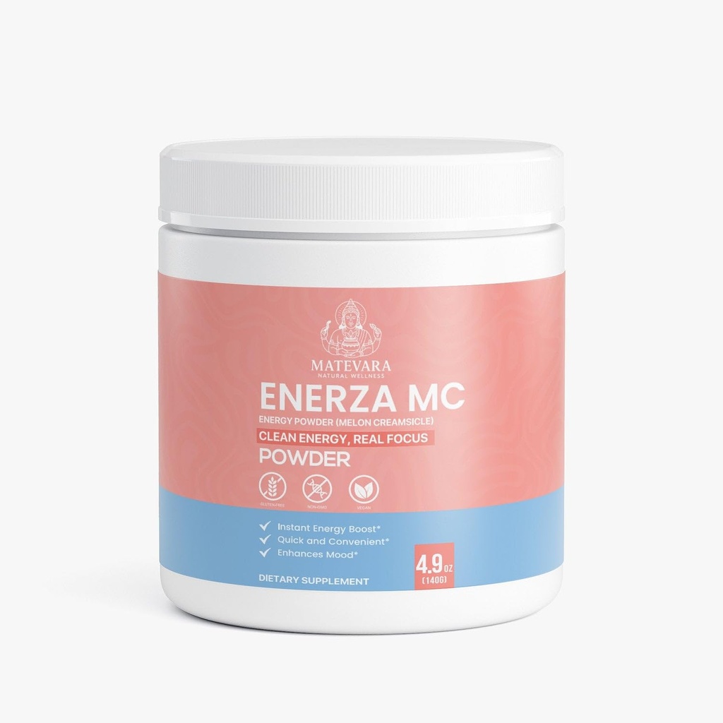 Enerza MC Energy Powder Melon Creamsicle | Sugar Free Energy Drink Mix with Natural Caffeine, Focus & Hydration Support, 140g