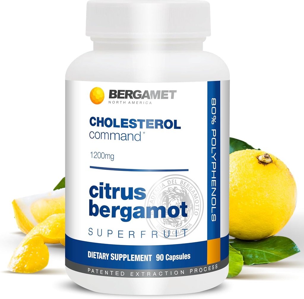 Cholesterol Komutanlığı, Citrus Bergamot SuperFruit Supplement, 47% Bergamot Polyol Fraction (BPF) Patentli Formula, ABD'de 1 Ay, 90 Capsules