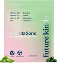 Future Kind Carragenan-Free Foundations Multivitamin for Women & Men with Omega-3, B12, D3, Zinc, Iodine, Magnesium, K2 & Selenium, Vegan, Compostable Bag (60ct)