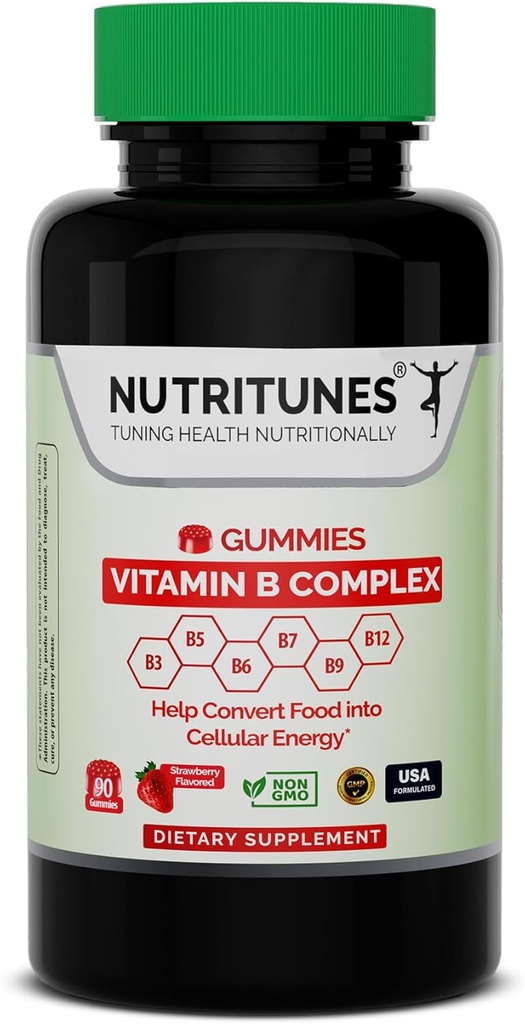 B Kompleksi Gummies – Yüksek Potency B Kompleks Vitaminleri Metil B12, Folate, Biotin & Vitamin C – Non-GMO, Vegan, Gluten-Free – 90 Gummies – Amerika'da Gerçekleştirilmiş - 90 Gummies – Made in USA