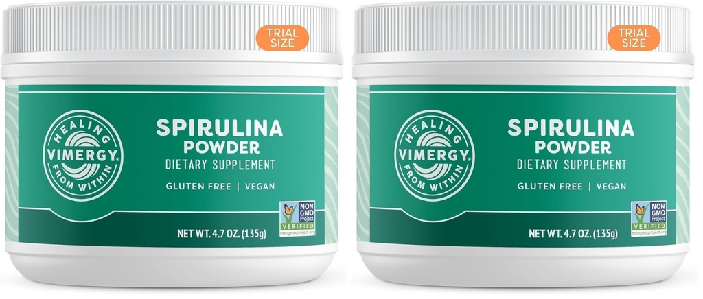 Vimergy Spirulina Powder – Concentrated Plant Protein Supports Immune Health & Cardiovascular Function – Vegan, Kosher, Gluten-Free – 135g (Pack of 2)