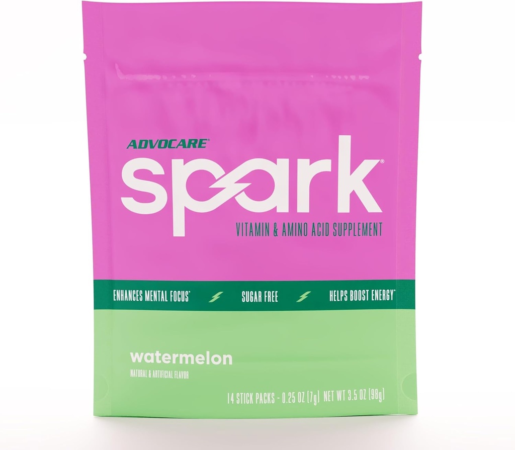 AdvoCare Spark - Enerji İçgörü - Vitamin & Amino Asit Supplement - Enerji ve Focus* - Portatif Immune Support* - Sugar-Free - Watermelon, 14 Stick Packs (3.5 oz)