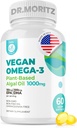 DR. MORITZ Vegan Omega-3 Yetişkinler ve Çocuklar için Softgels, DHA EPA, Küçük Algae Omega 3 Supplements, Vegan, 60 Count Count Count Count