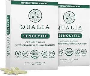 Qualia Senolytic Supplement, Fisetin, Quercetin, Piperlongumine & More, συμπλήρωμα γήρανσης που υποστηρίζει την άριστη επισκευή & αναγέννηση κυττάρων, φυσικά εξαλείψετε κύτταρα ζόμπι, κάψουλες, 2 κουτιά
