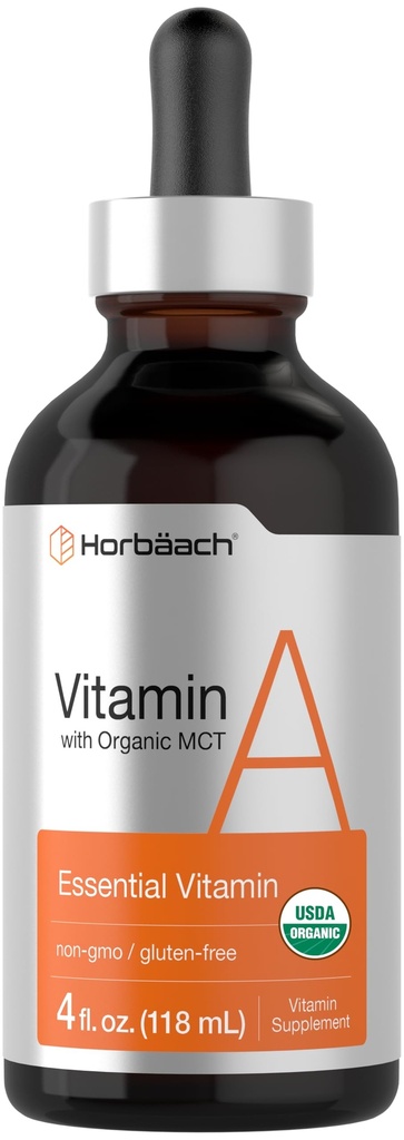 Horbäach Vitamin A Liquid Drops | 4 fl oz | with Organic MCT Oil | Vegetarian, Non-GMO & Gluten Free Supplement